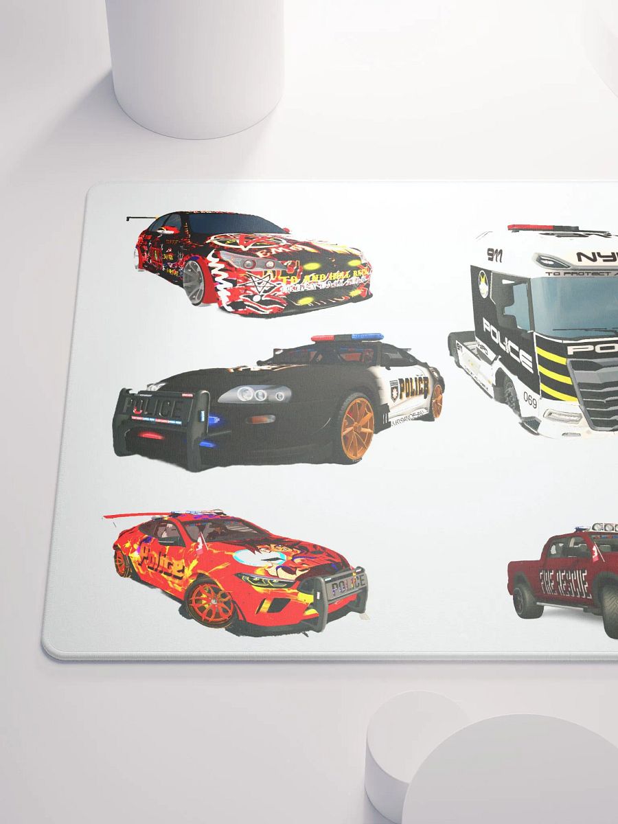 Artistic Police Car Collage Gaming Mouse Pad product image (10)
