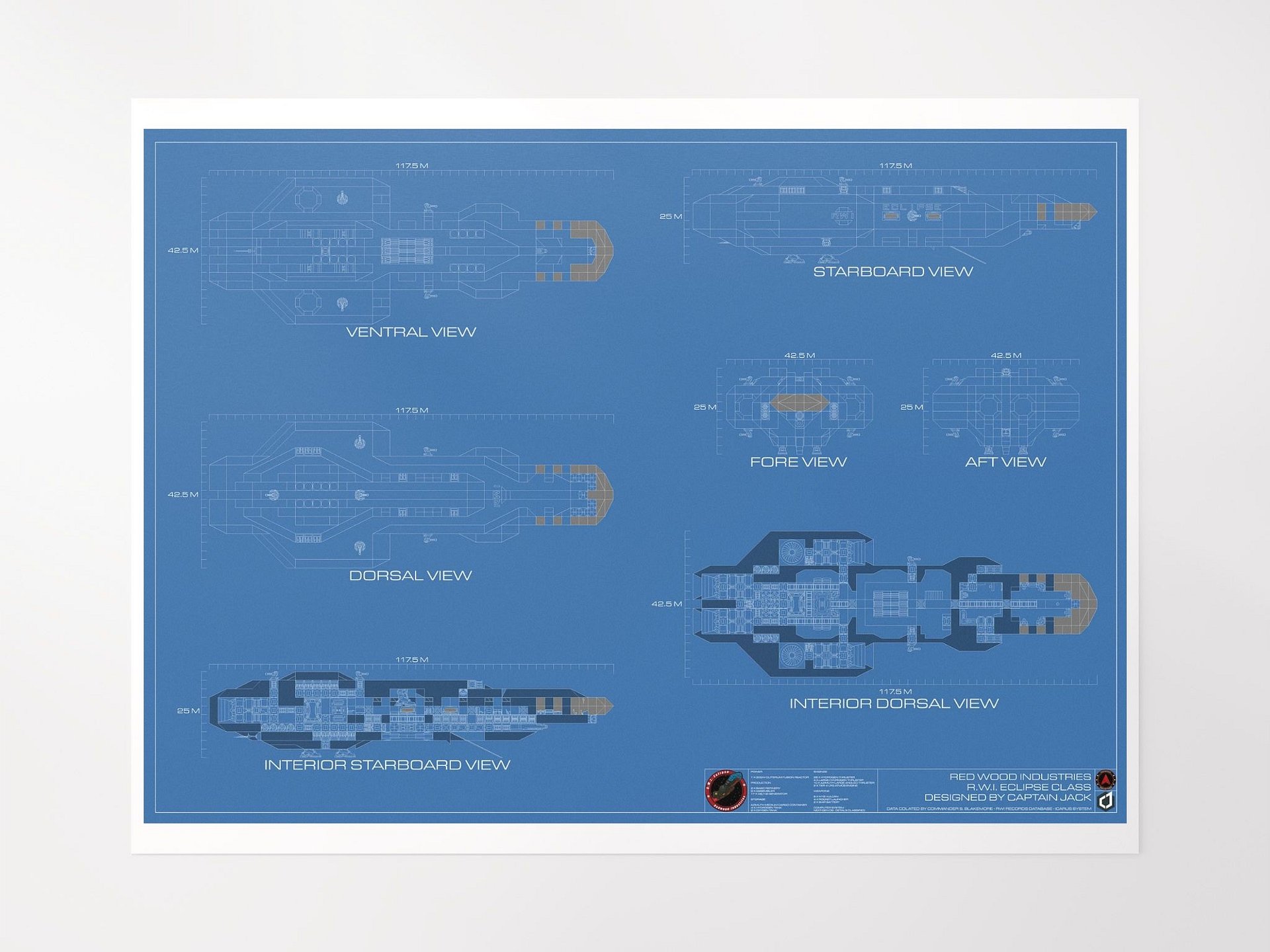 RWI Eclipse Starship Blueprint Poster product image (1)