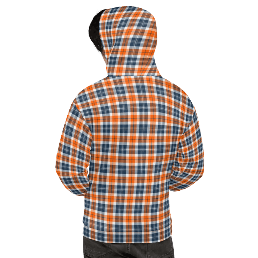 Orange and Blue Sporty Plaid Hoodie product image (9)