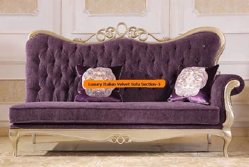 VIDA Luxury Italian Style Velvet Sofa Sectional Set. 3 Pieces. Plum Colored product image (5)