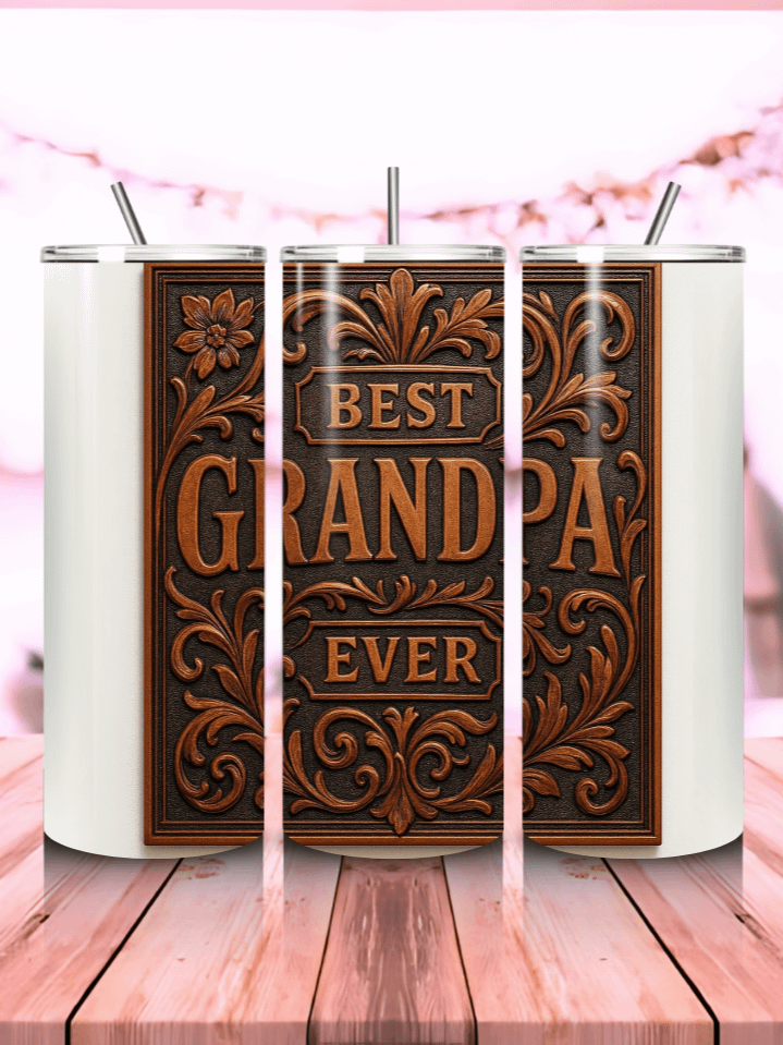 Copy of Woodgrain and Leather Grandpa Tumbler Wrap PNG – 20oz Skinny Sublimation Design with Rustic Wood & Brown Leather Textures – Perfect Gift for Grandfathers – 300 DPI Instant Digital Download product image (1)