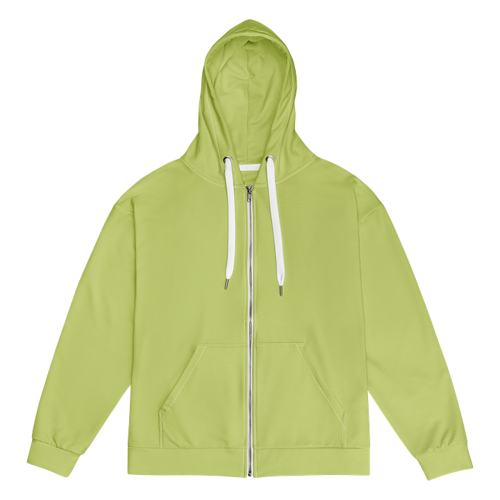 Split Pea Soup Green Solid Color Eco Friendly Unisex Zip Hoodie product image (1)