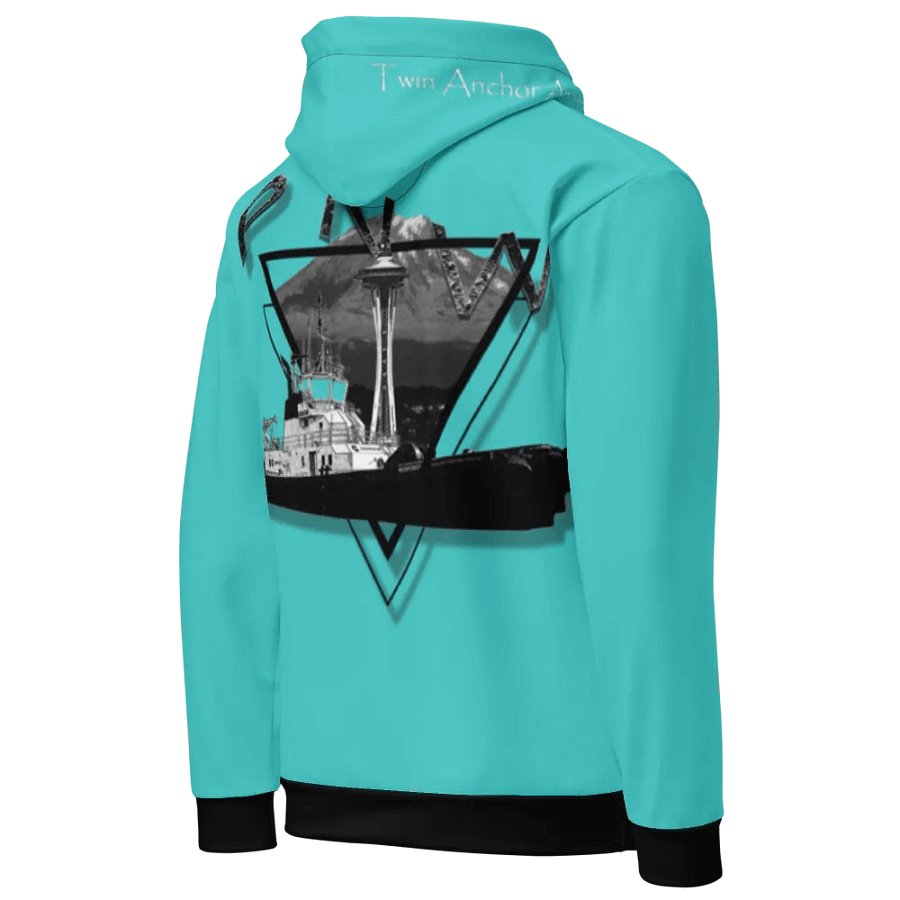 Turquoise Tug Response Triangle-Mt Raine- PNW Hoodie product image (5)