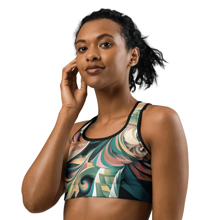 Abstract Lithographic Pattern Design Sports Bra - V6 product image (7)