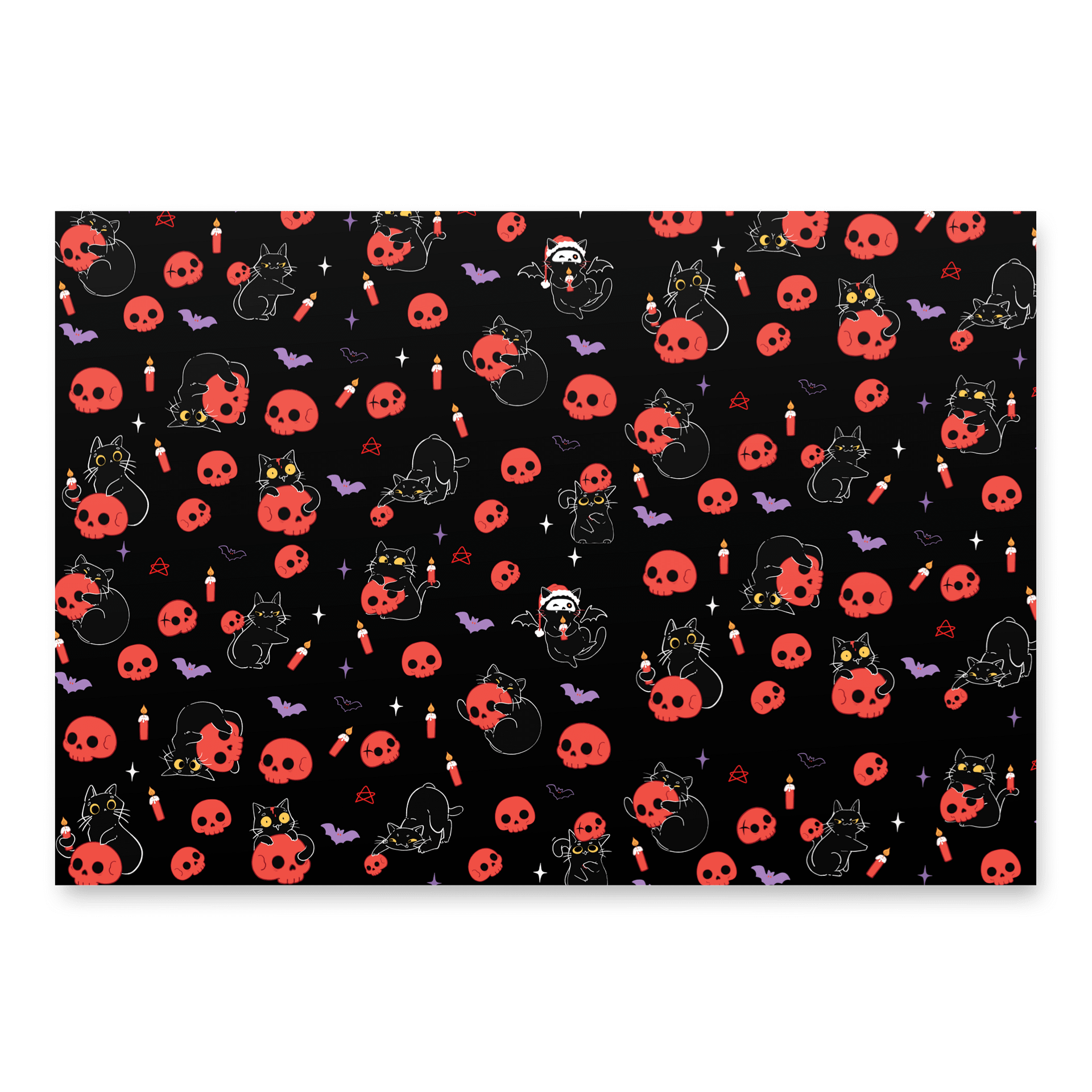 Gothic Christmas cat tree wrapping paper -black product image (3)