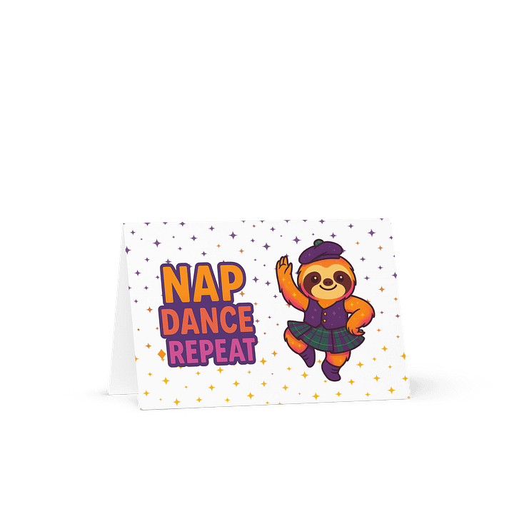 Highland Dance Sloth Greeting Card – Funny Scottish Sloth Card for Dancers, Dance Teachers, Recitals, or Sparkly Sloth Fans product image (1)