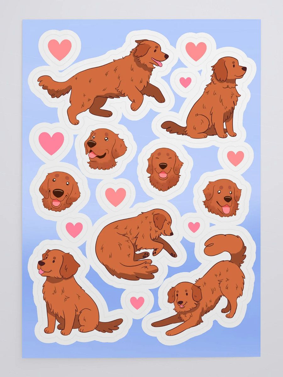 Dark Golden Retriever Love Sticker Sheet product image (4)