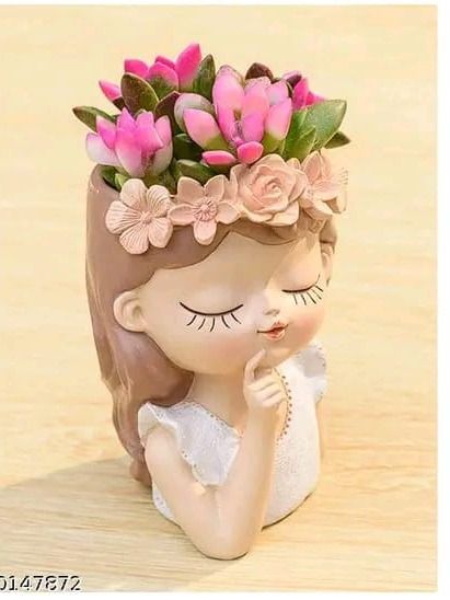 Fairy Head Girl Adorable Succulent Planter Pot, Indoor/Outdoor Plant Pot, Perfect Gift For Female Plant Enthusiast (Set Of 2) product image (3)
