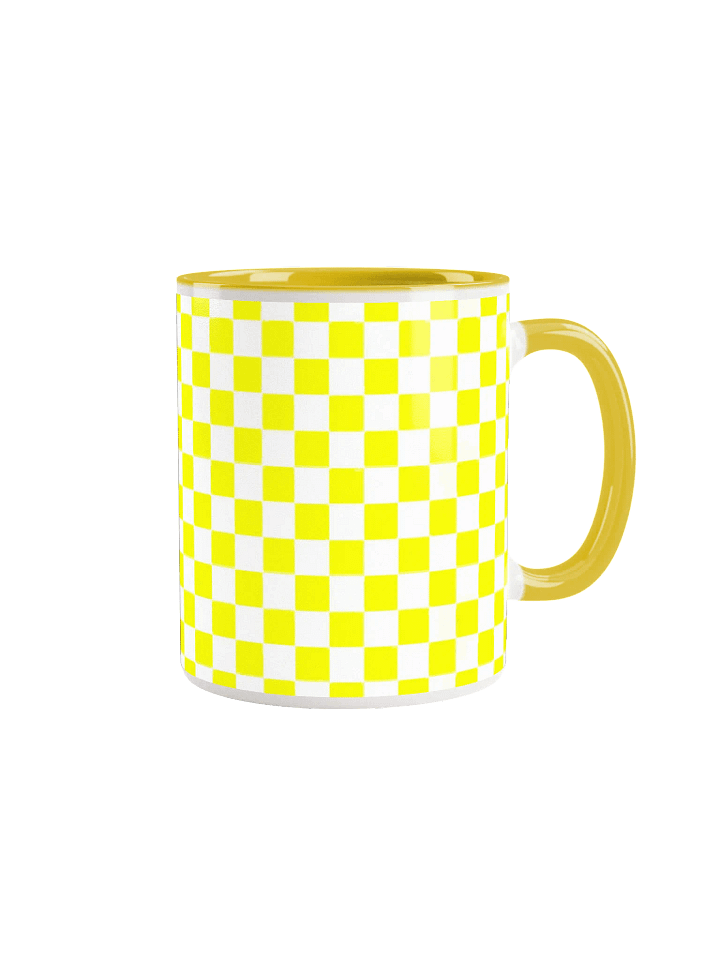 Checkered! Neon Yellow and White Checkers Mug product image (67)