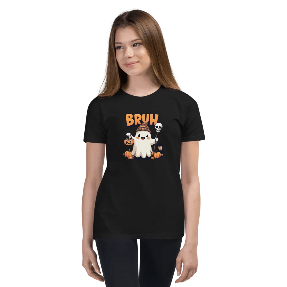 Spooky Ghost Bruh Halloween Youth T-Shirt product image (6)