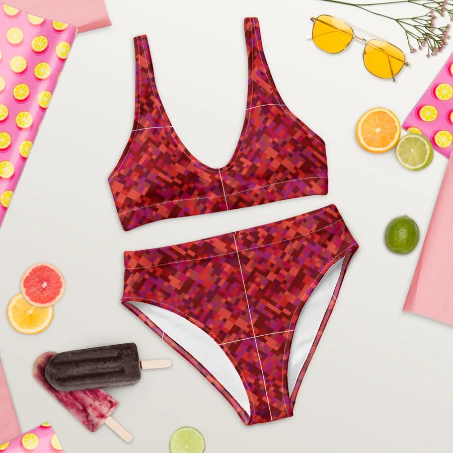 Colorful Mosaic Pattern Design High Waisted Bikini - v3 product image (10)