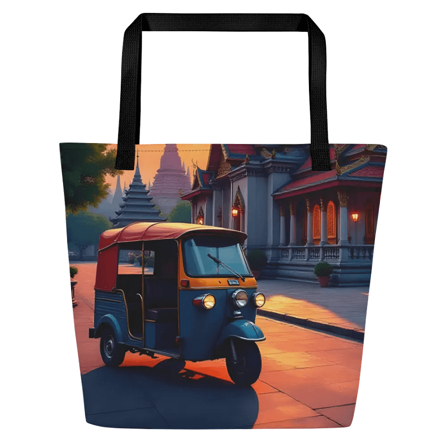 Tuk-Tuk at Sunset Near Thai Temple Tote bag. product image (1)