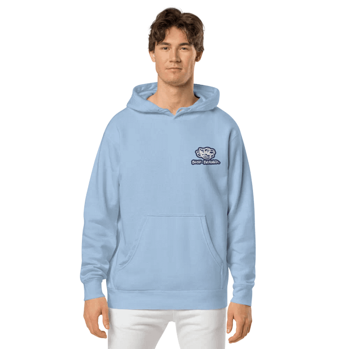 BUSY-BRAINED (L.C. navy bubble design 2) embroidered pigment hoodie product image (2)