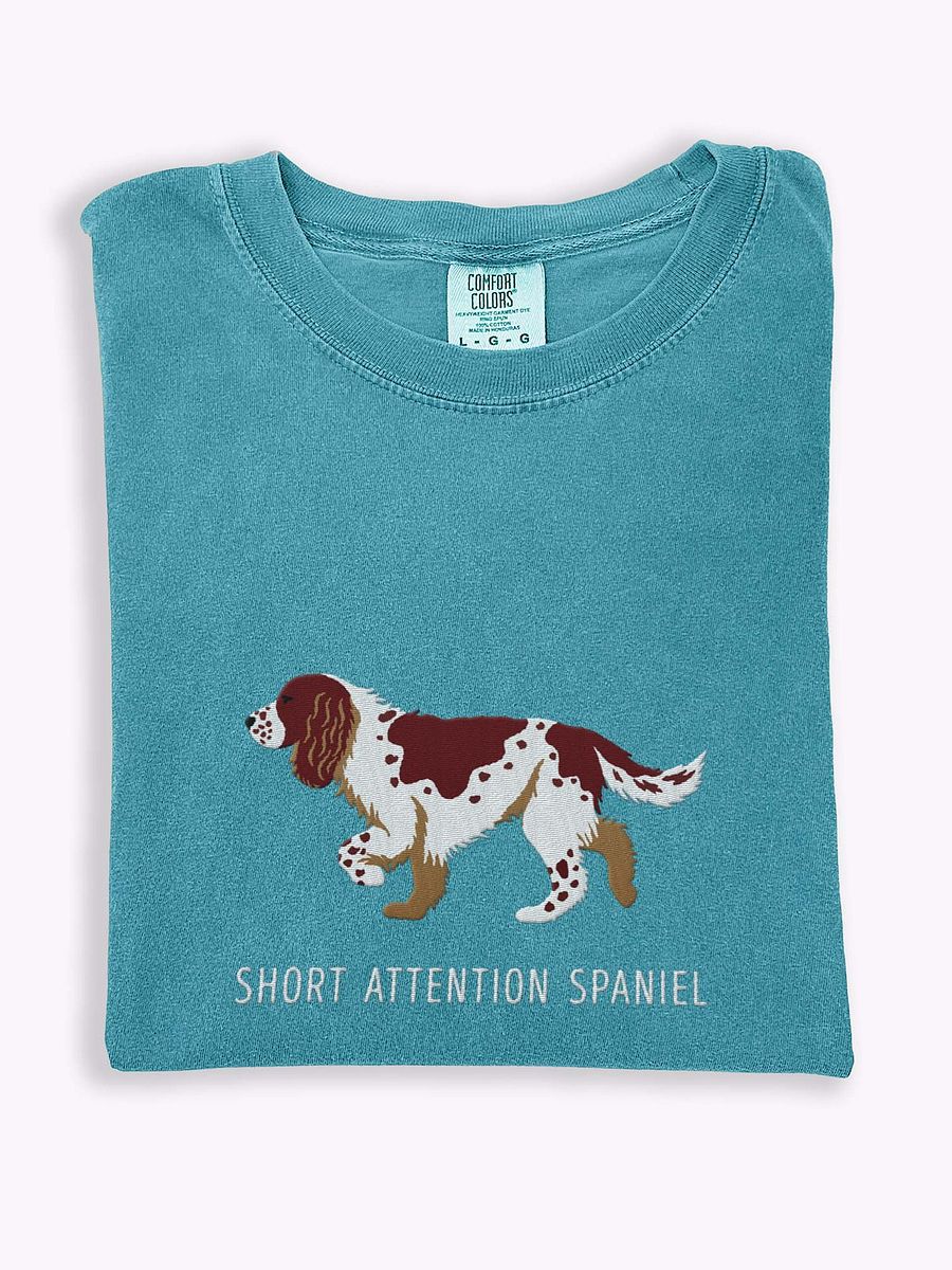 Short Attention Spaniel T-Shirt(Embroidered) of a Springer Spaniel product image (1)