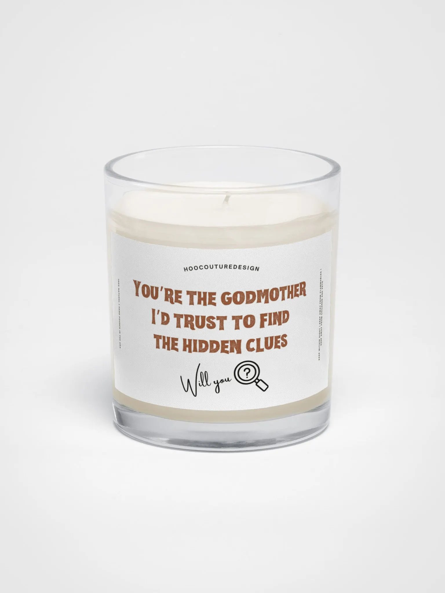 Funny gift for a godmother - Hidden clues - Soy wax vegan candle product image (2)