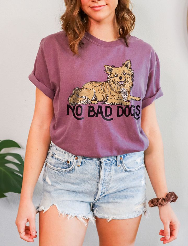 No Bad Dogs T-Shirt of a Long-Haired Chihuahua | Funny T-Shirt for Chihuahua Paw-rents product image (6)