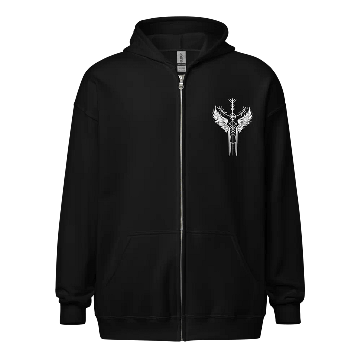 The Valkyrie Stave Zip Hoodie (white print) product image (2)