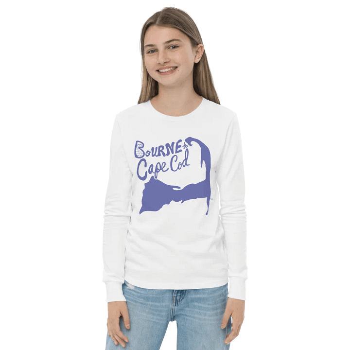 Girls' | BOURNE to Cape Cod™ | Youth Long Sleeve Tee | Coastal Cool for the Next Generation | Slate Blue Logo product image (34)