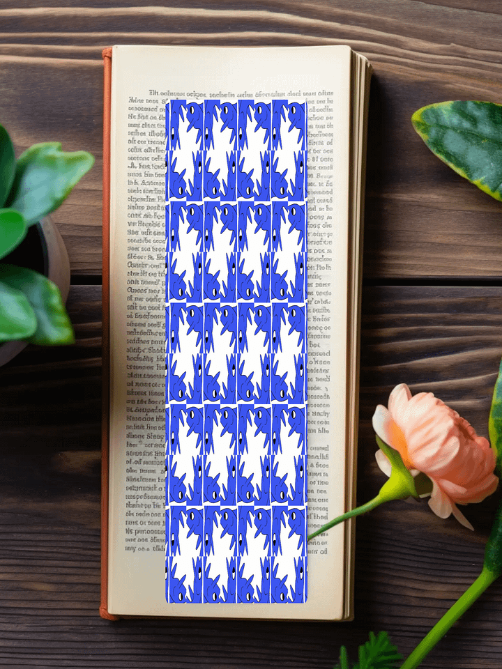 Cartoon Blue Fish Patterned Laminated Bookmark with Tassel product image (1)