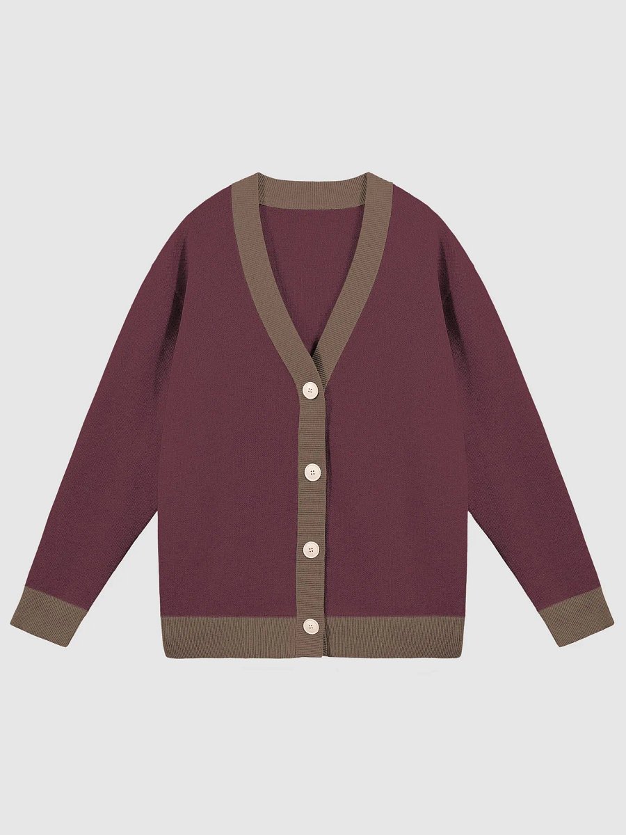 Swanky Burgundy Jacquard Knit Cardigan product image (2)