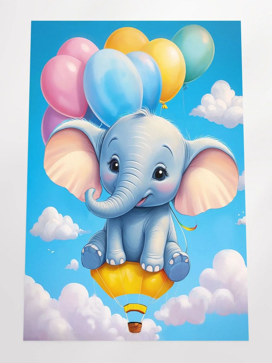 Cheerful Baby Elephant - Poster - Nursery-Kids Room - Large 24x36 Inches product image (3)