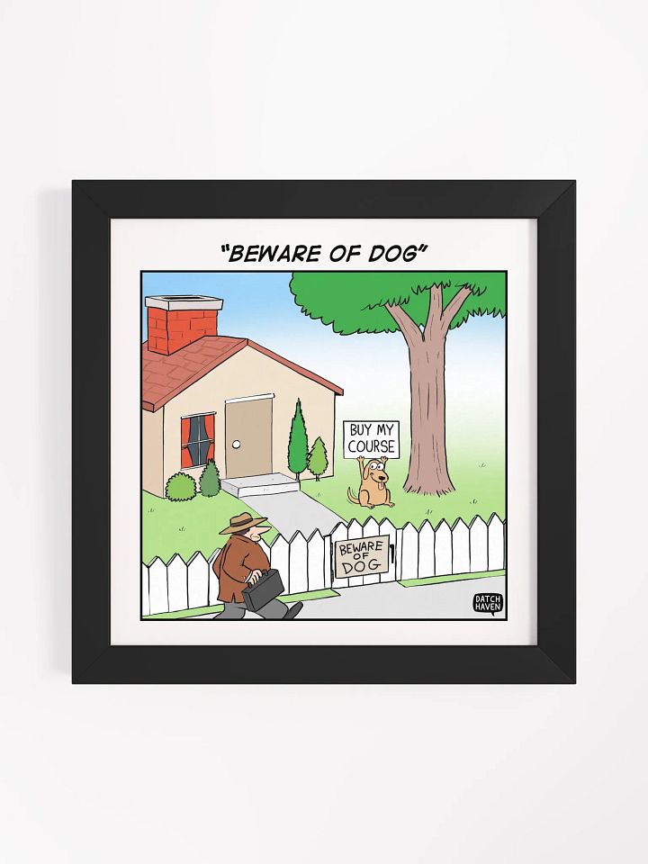 "Beware of dog" framed poster (10″×10″) product image (1)