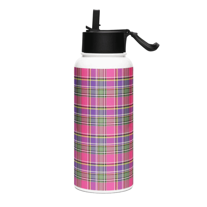 Hot Pink and Purple Vintage Plaid Water Bottle product image (2)
