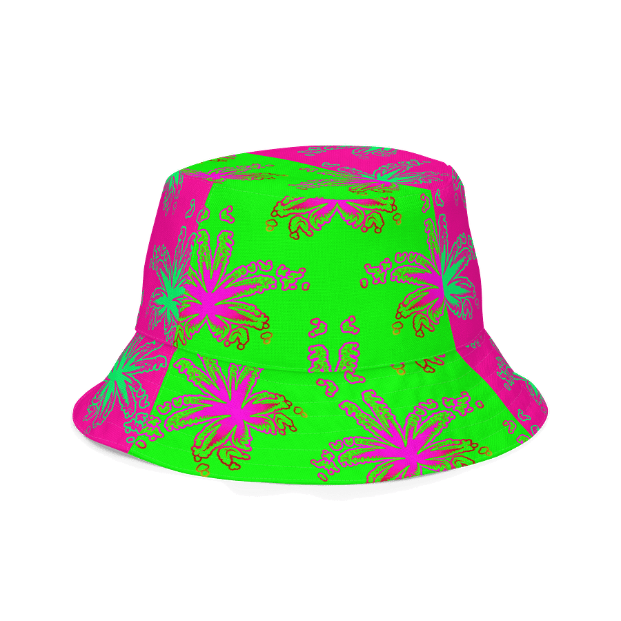 Stoner Circus Cannabis Summertime Reversible Bucket Hat, Pink Green Orange Blue Weed Reefer Rave Accessory, 420 Pot Leaf Festival Fashion product image (3)
