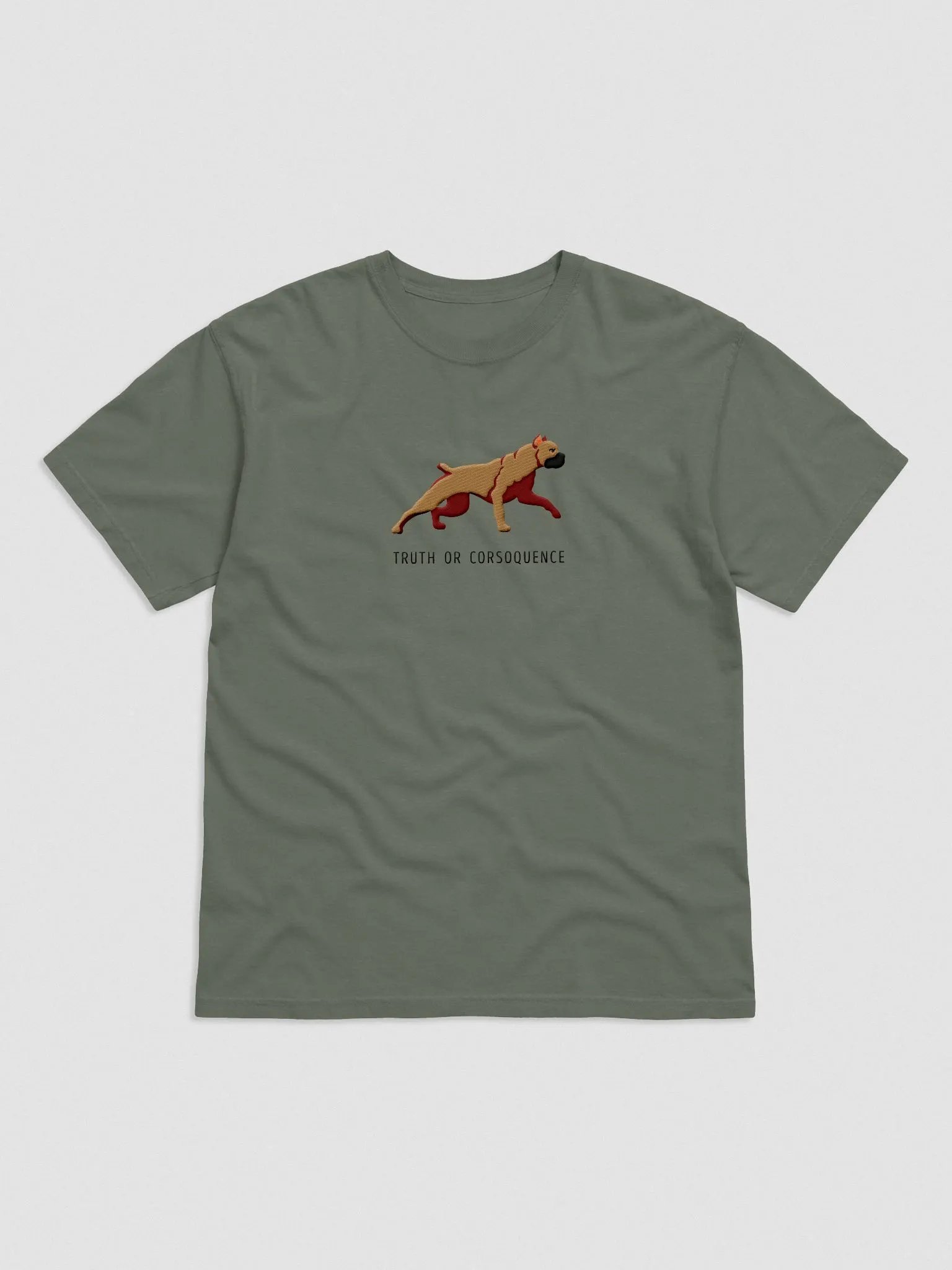Truth or Corsoquence T-Shirt(Embroidered) of a Cane Corso(Tan) product image (4)