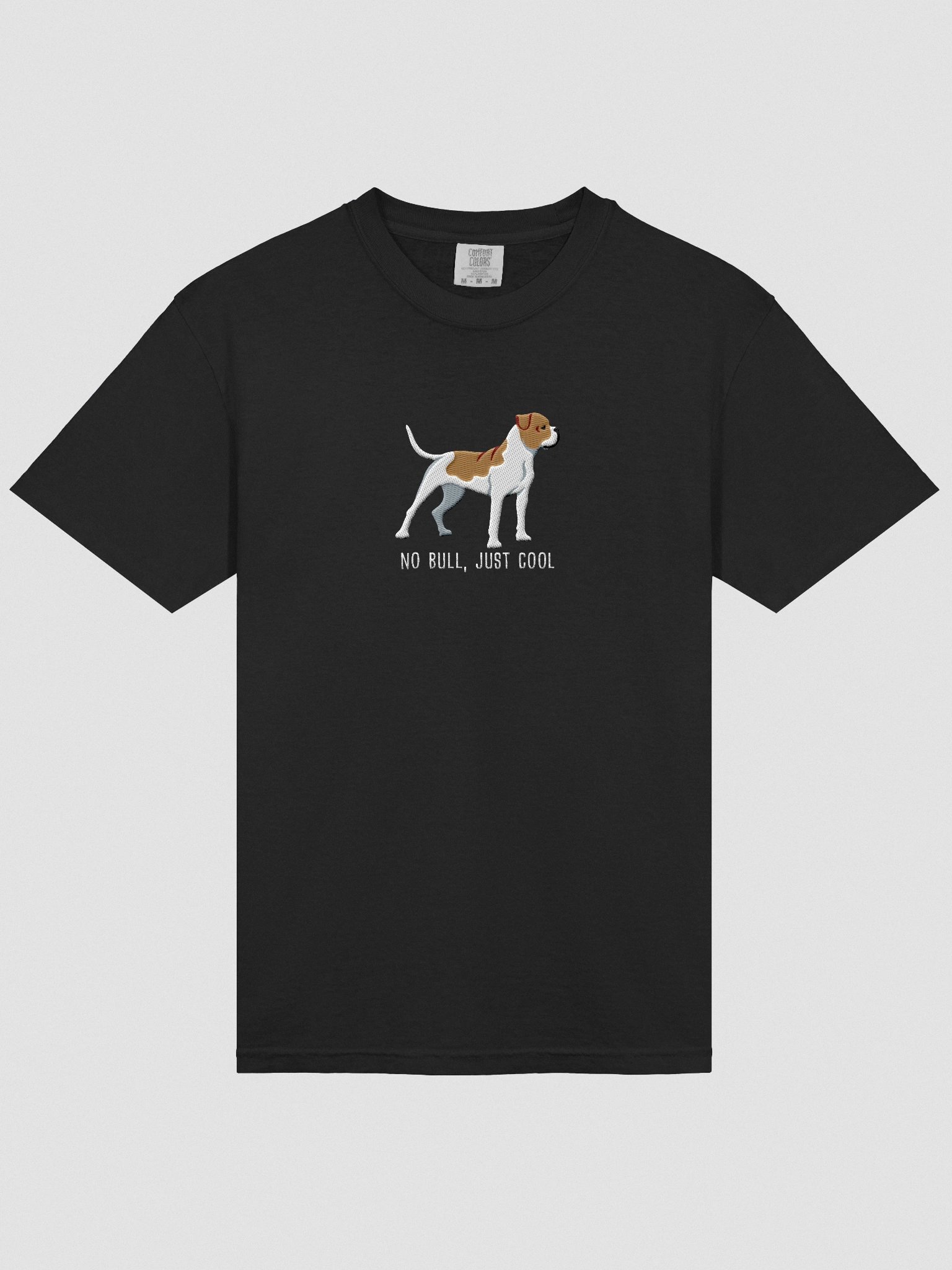 No Bull, Just Cool T-Shirt(Embroidered) of an American Bulldog(Tan) product image (6)