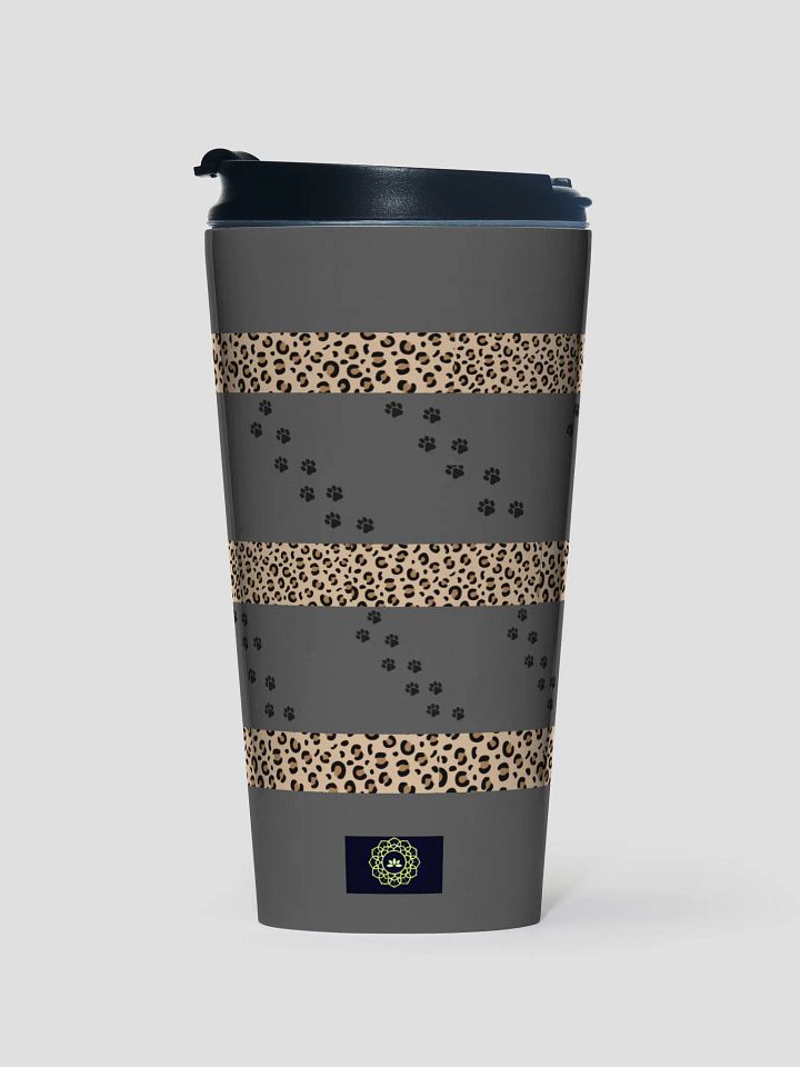 Leopard and Paw Print Stainless Steel Travel Mug_Grey product image (1)