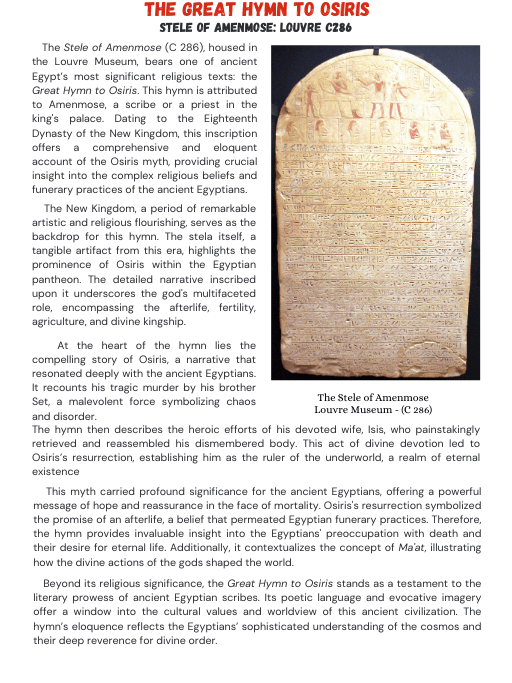 The Great Hymn To Osiris - Stele of Amenmose - with Hieroglyphic Text product image (2)