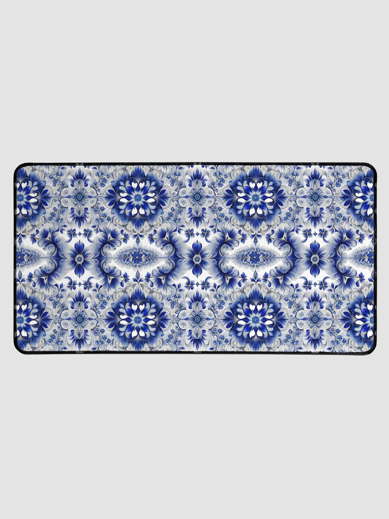 Desk Mat (31.5x15.5 inches) - Blue and White Floral Design product image (1)