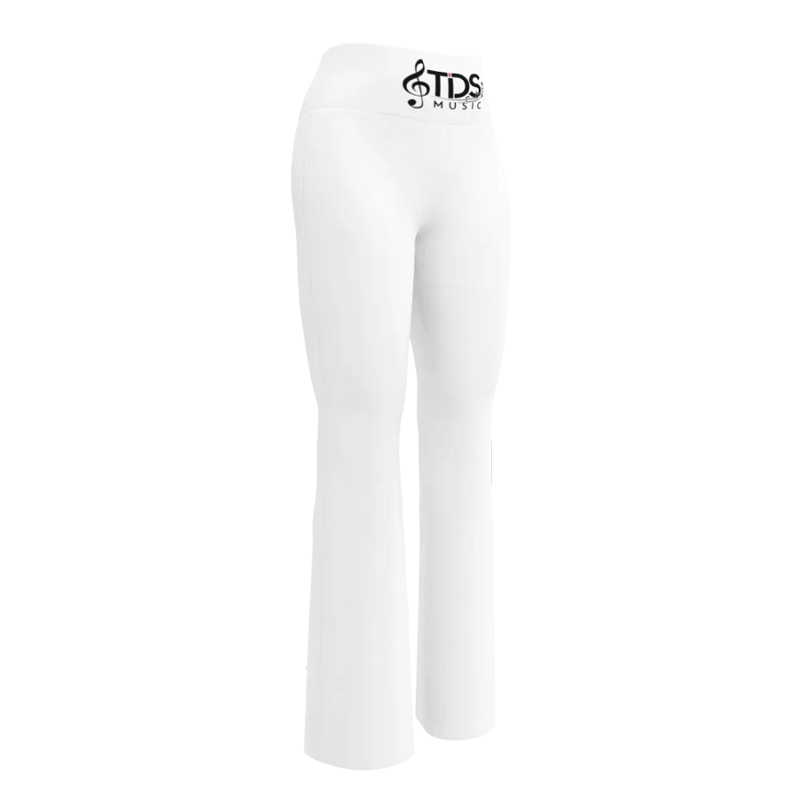TDS Music Women's High-Waisted Flare Leggings with UPF 50+ and Recycled Fabric - White product image (3)