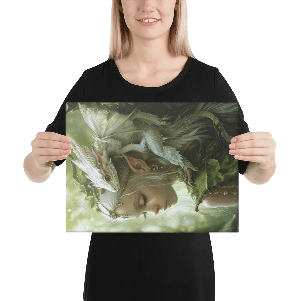 Young elf with her small dragon on the shoulder - Canvas product image (8)