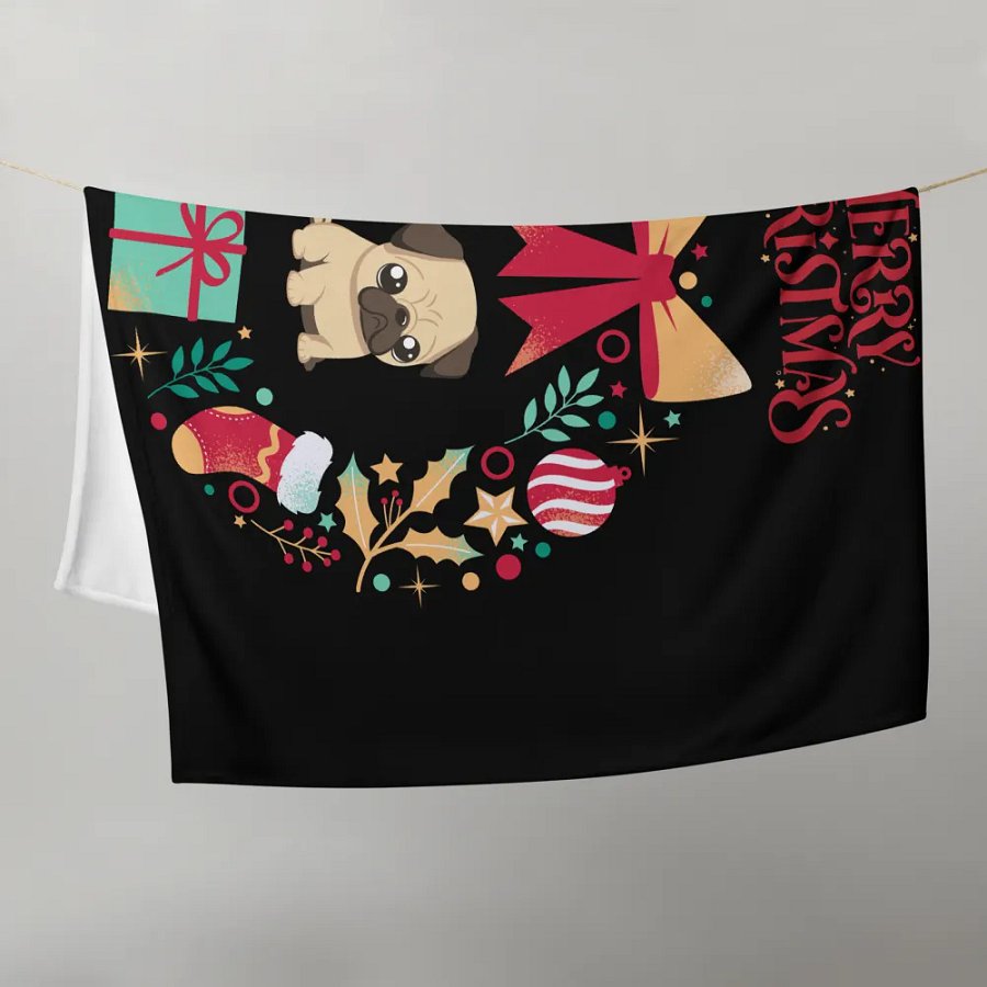 Merry Christmas Pug Throw Blanket product image (21)