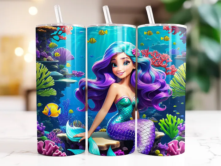 Mermaid Princess 20 oz Skinny Stainless Steel Tumbler - v1 product image (2)