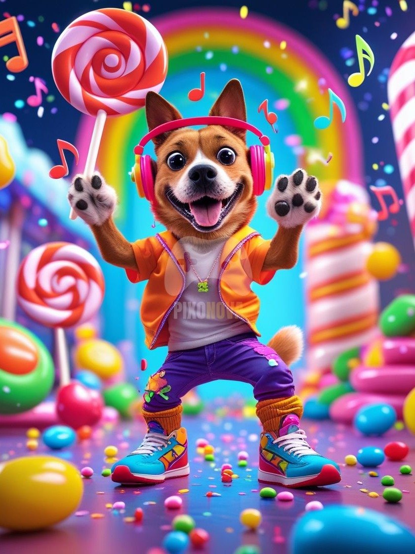 Pixel Party Parade – Track 5: Jellybean Jam (Dog Mascot Edition) | 1120x1120 px | 4 Variations | PNG + PDF product image (3)