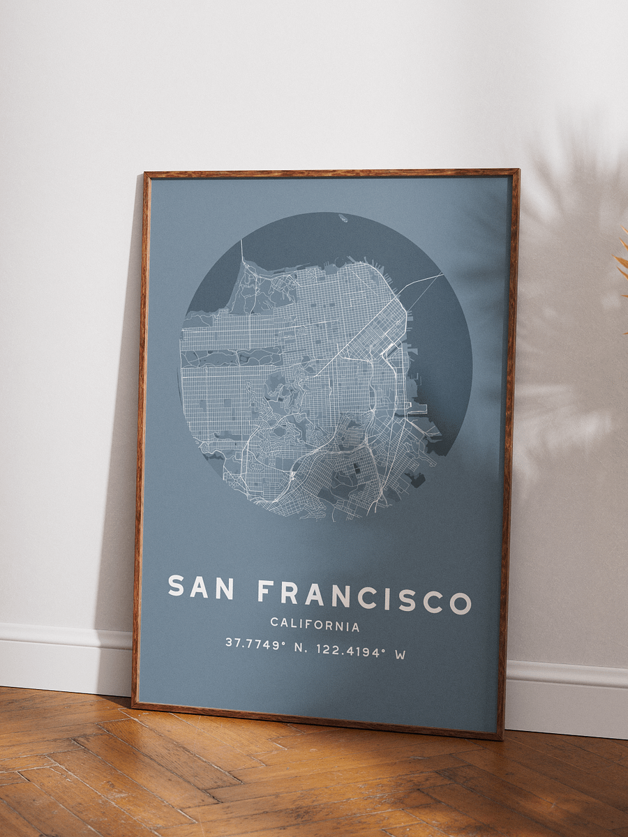 San Francisco Street Map Poster – Blue Minimalist Circular City Art product image (3)