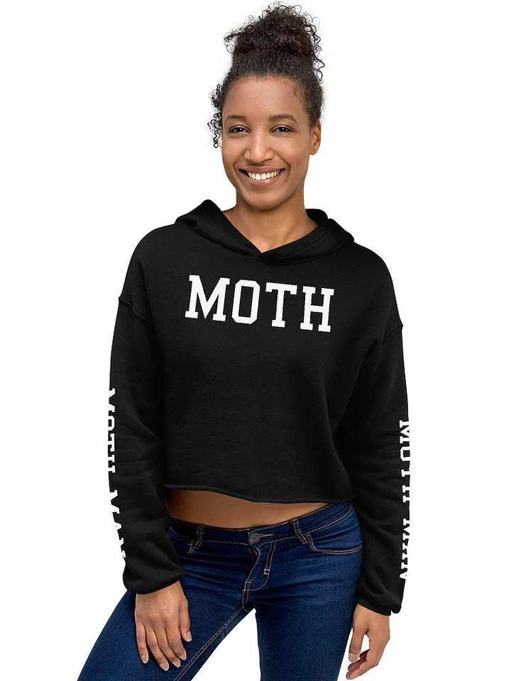 (2 sided) Moth Man sleeve print fleece crop hoodie product image (1)