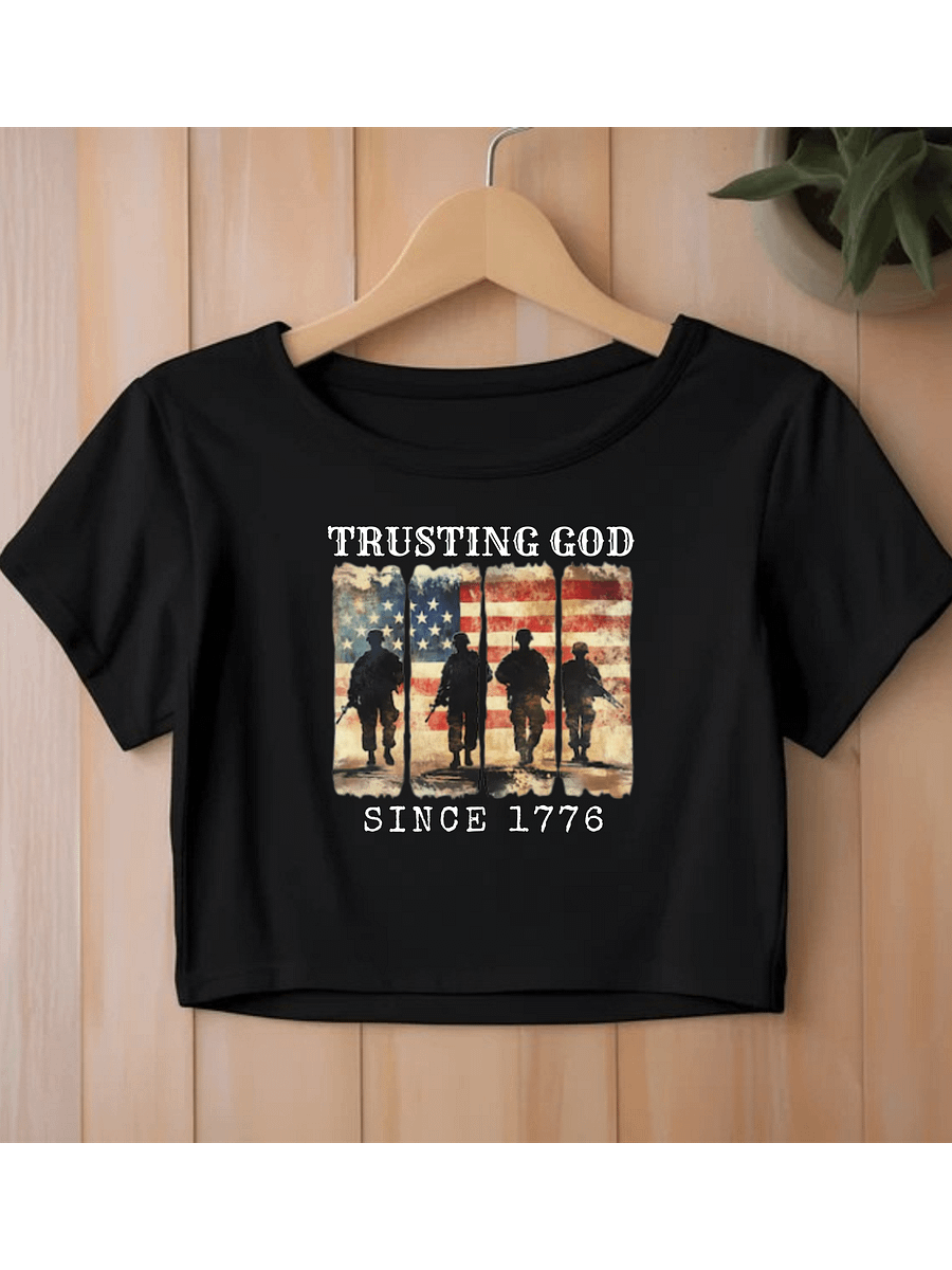 Trusting God American Flag Military T-shirt | Patriotic Army Soldiers USA Flag Memorial Day Tee product image (1)