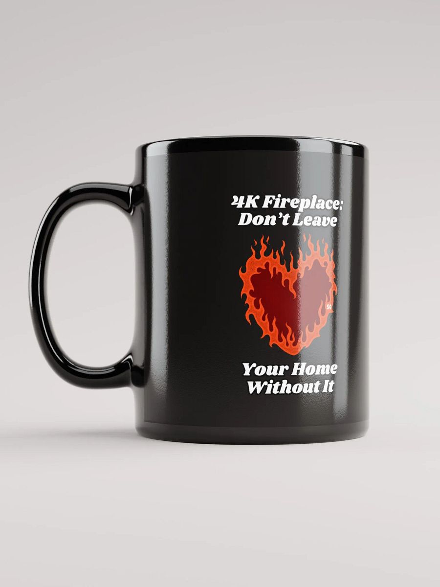 Flaming Heart - 4K Fireplace: Don't Leave Your Home Without It | Black Glossy Mug product image (6)
