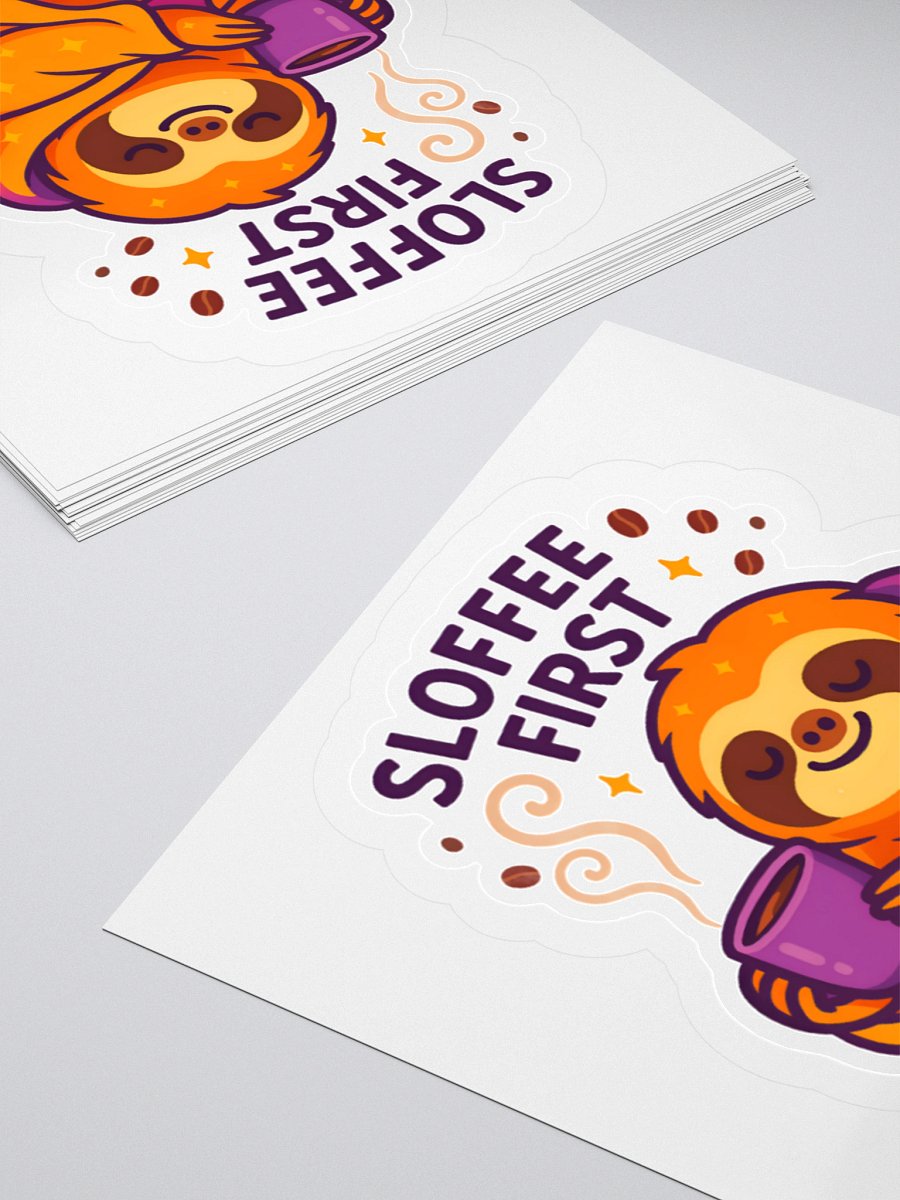 Sloffee First – 3" Funny Coffee Sloth Sticker | Sloths Having Snacks Collection product image (4)
