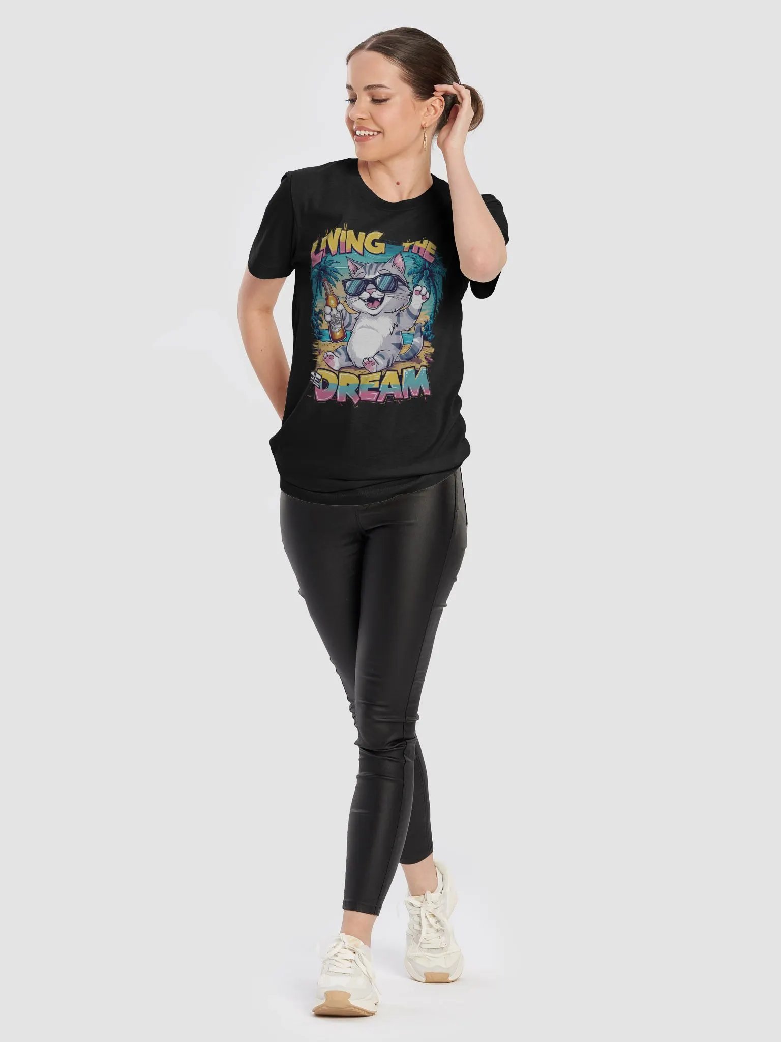 Living the dream life T-shirt, vacation retro cat shirt, summer cat tee gift product image (10)