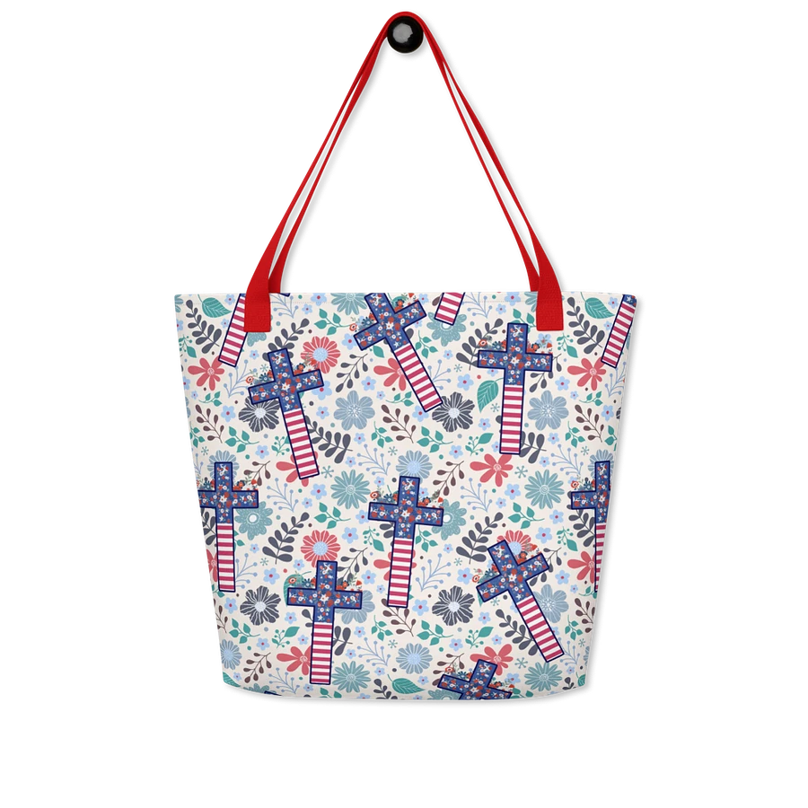 Floral Patriotic Cross Patterned Tote Bag product image (9)