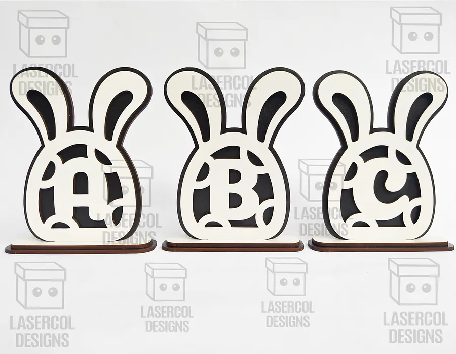 Easter Bunny Monogram Set 4 (3 Sizes) - Laser Cut Files product image (3)