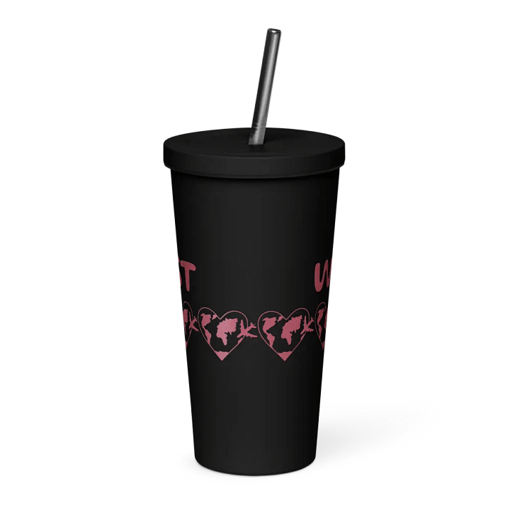 Ornate Red Insulated Tumbler with Straw product image (6)