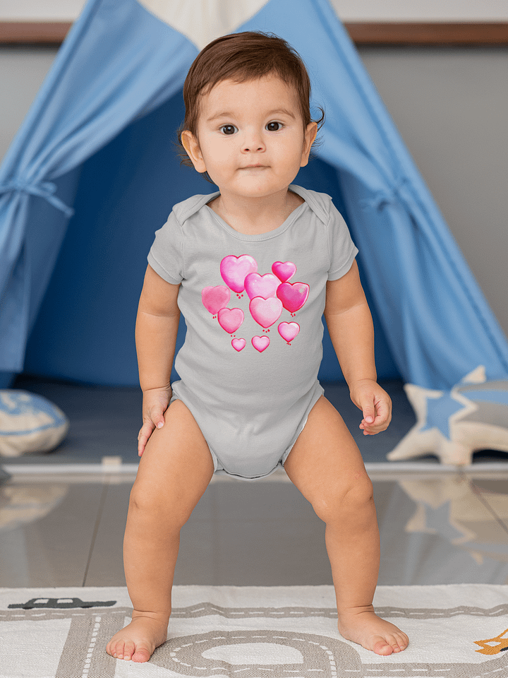Bella+Canvas Baby Short Sleeve One Piece-3D Pink Hearts product image (1)