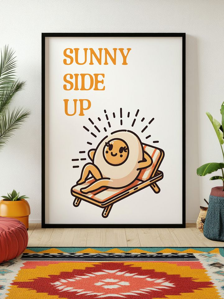 Sunny Side Up Egg Mascot Retro Art Print product image (2)