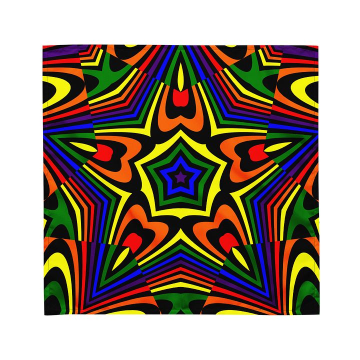 Queer Art Rainbow Hearts Stars Bandana, Kaleidoscopic Colorful Accessory product image (3)